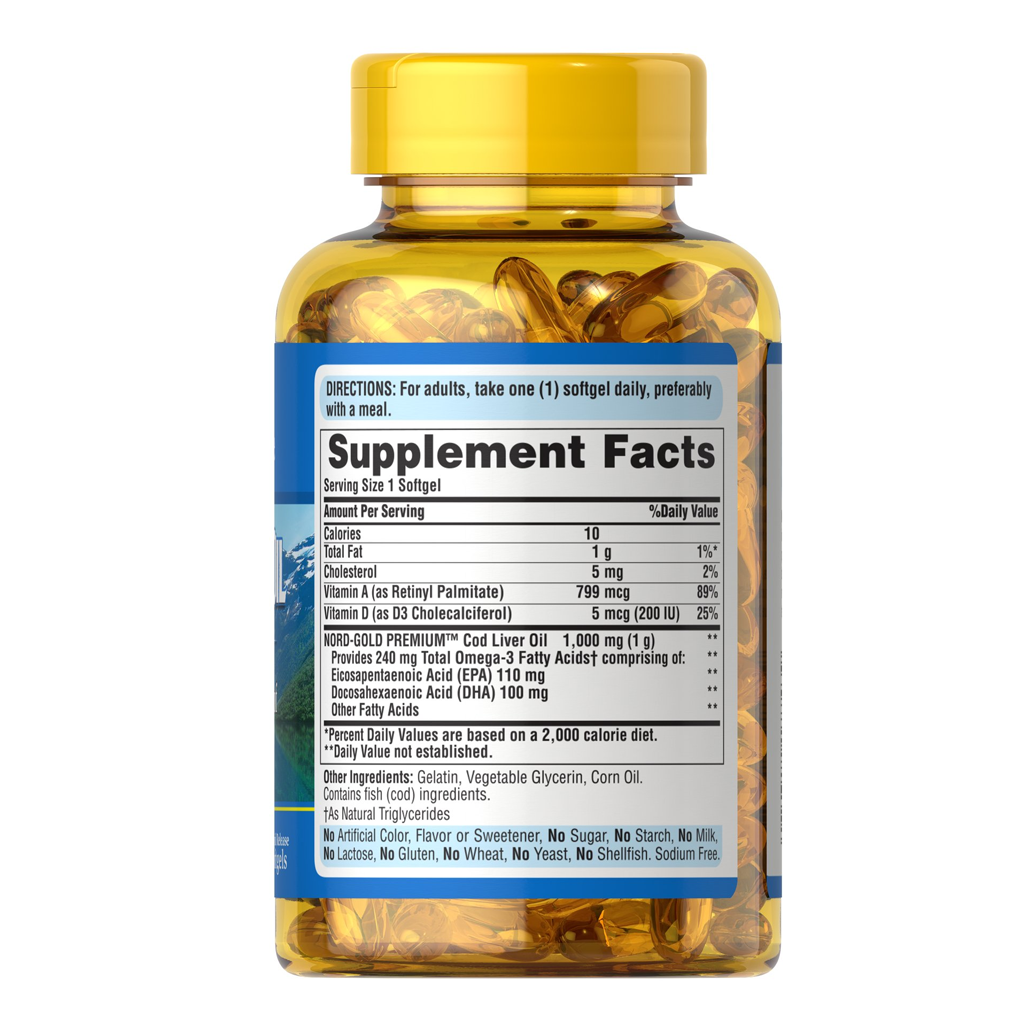 Puritan's Pride Cod Liver Oil 1000 mg / 120 Softgels Puritan's Pride Cod Liver Oil 1000 mg / 120 Softgels