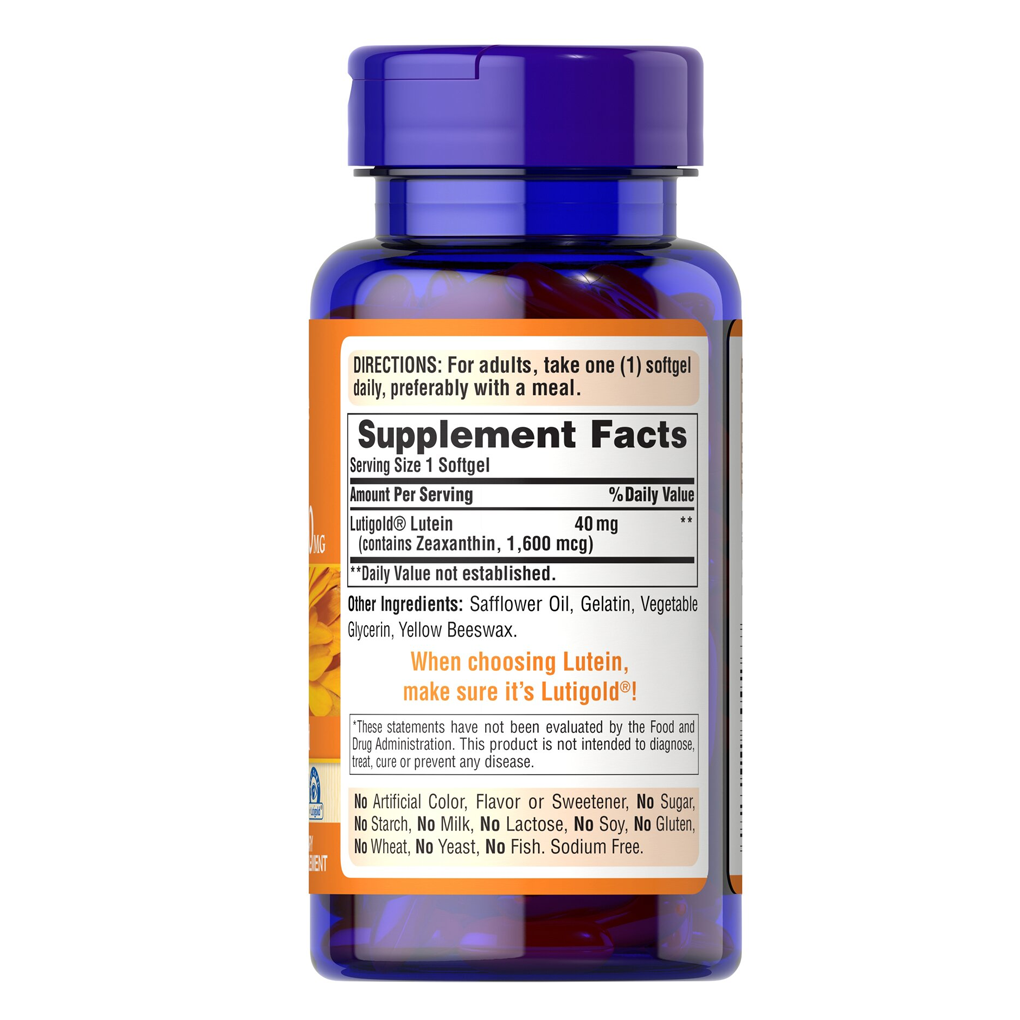 Puritan's Pride Lutein 40 mg with Zeaxanthin 1,600 mcg / 120 Softgels Puritan's Pride Lutein 40 mg with Zeaxanthin 1,600 mcg / 120 Softgels