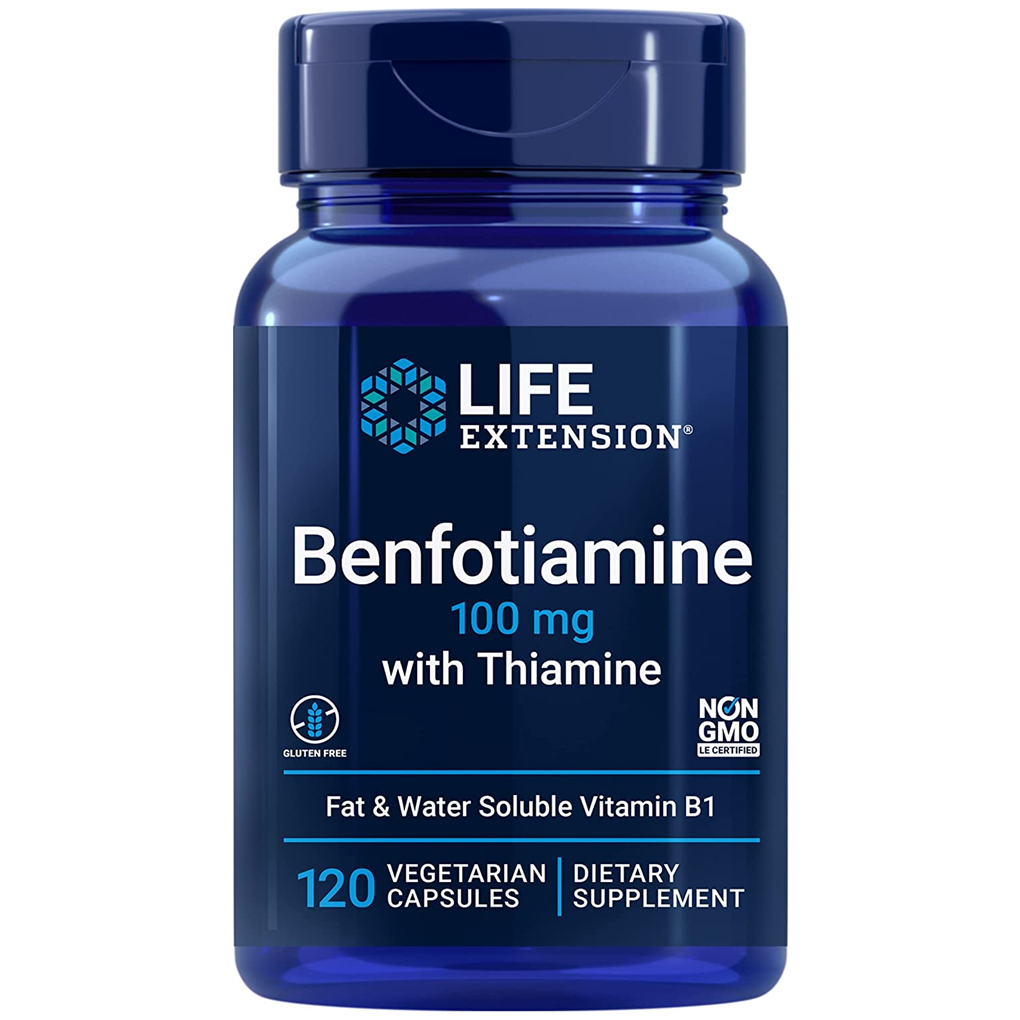 Life Extension  Benfotiamine with Thiamine 100 mg / 120 Vegetarian Capsules