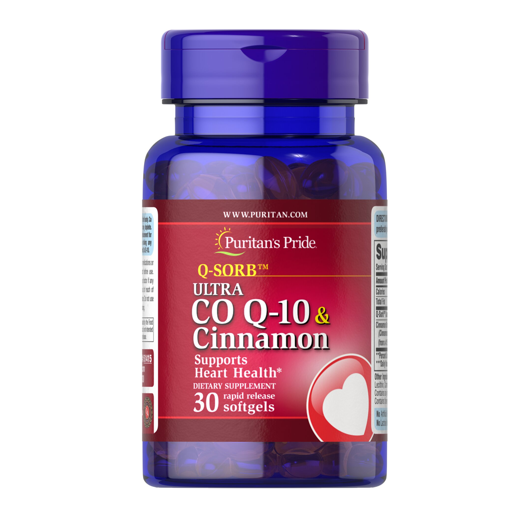 Puritan's Pride Q-SORB™ Ultra Co Q-10 200 mg & Cinnamon 1000 mg /  30 Rapid Release Softgels