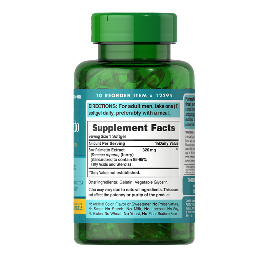 Puritan's Pride Saw Palmetto Standardized Extract 320 mg / 120 Softgels Puritan's Pride Saw Palmetto Standardized Extract 320 mg / 120 Softgels