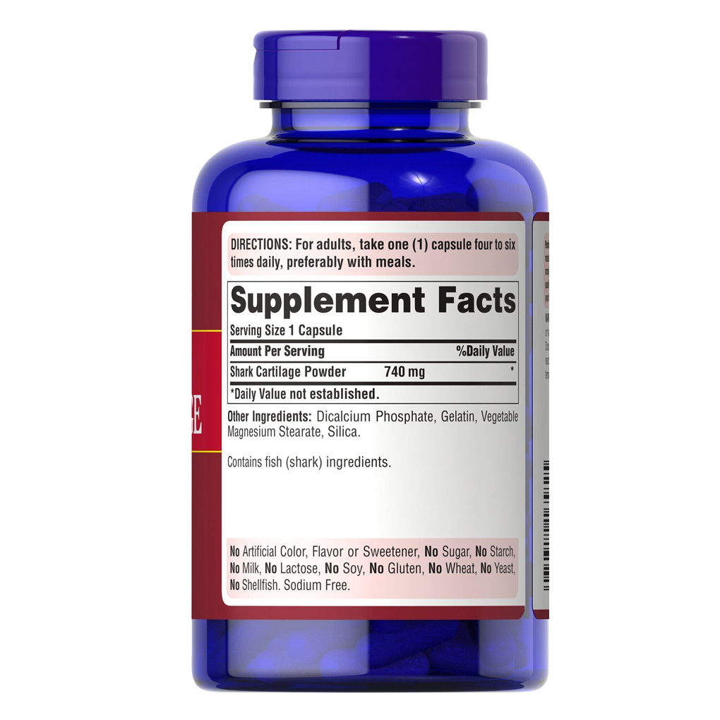 Puritan's Pride Shark Cartilage 740 mg / 200 Capsules Puritan's Pride Shark Cartilage 740 mg / 200 Capsules