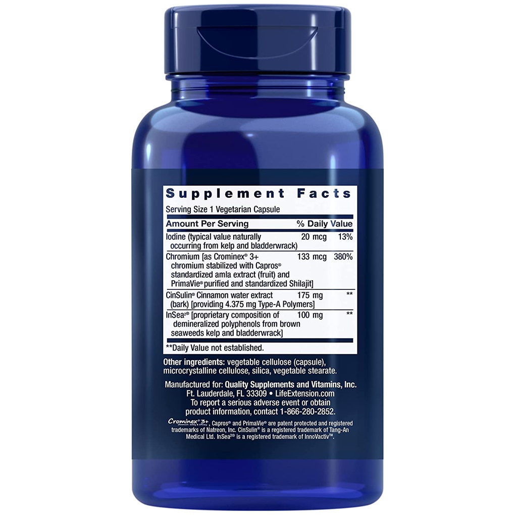 Life Extension CinSulin® with InSea2® and Crominex® 3+ / 90 Vegetarian Capsules Life Extension CinSulin® with InSea2® and Crominex® 3+ / 90 Vegetarian Capsules