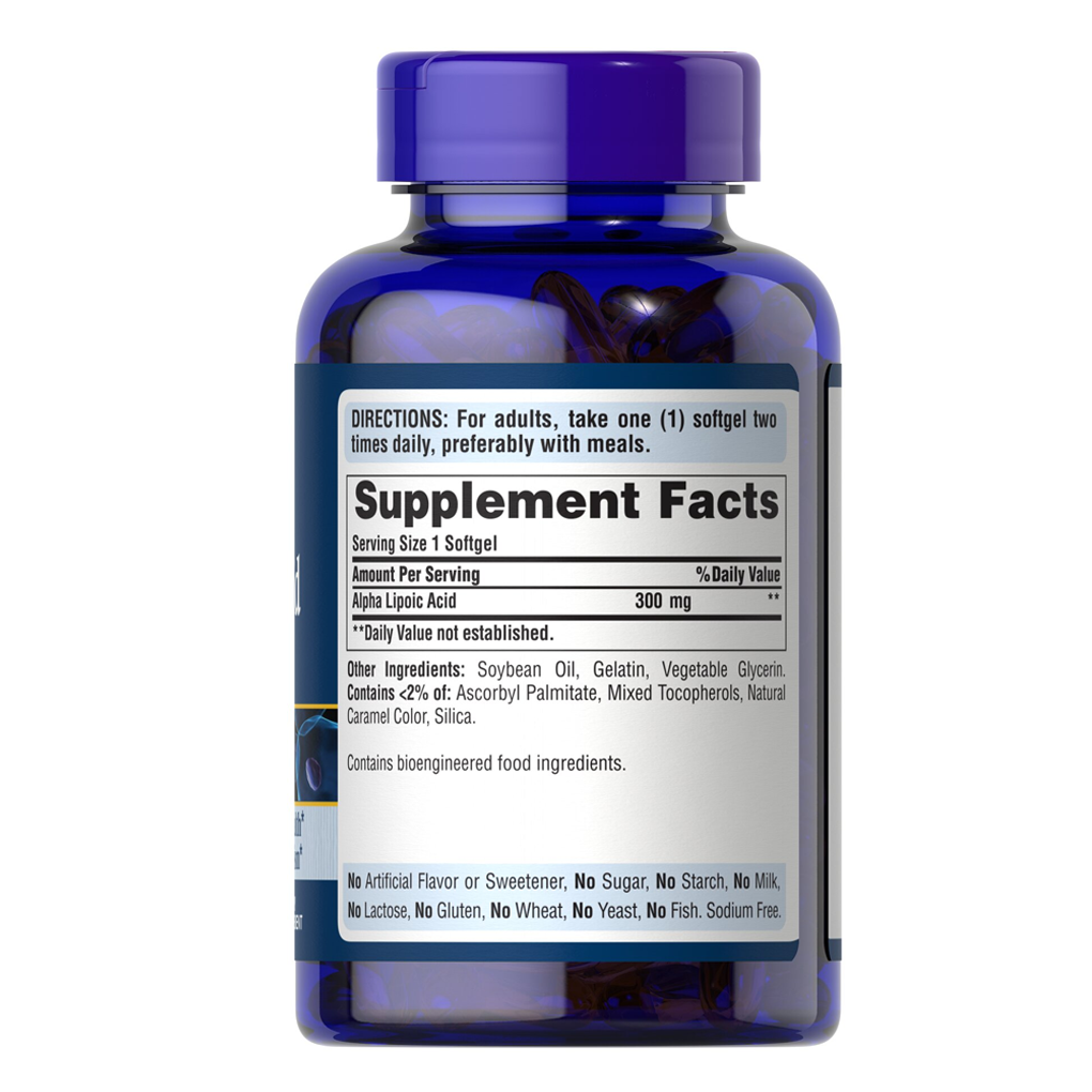 Puritan’s Pride Alpha Lipoic Acid 300 mg / 120 Softgels Puritan’s Pride Alpha Lipoic Acid 300 mg / 120 Softgels