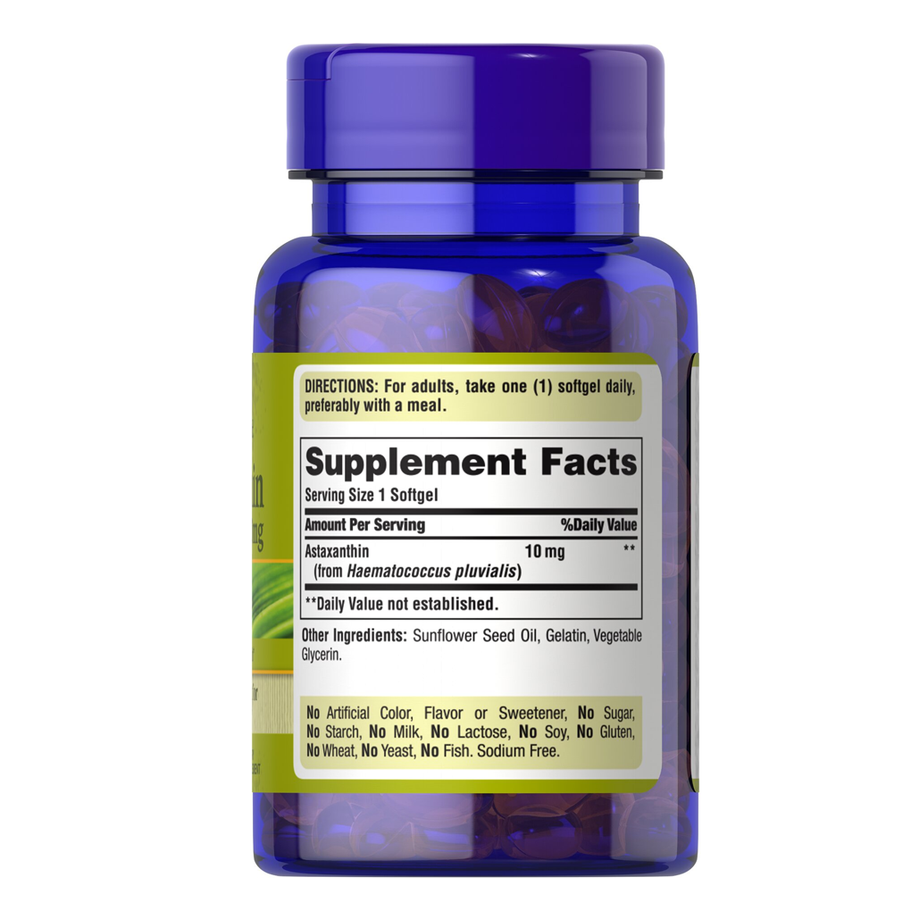 Puritan's Pride Natural Astaxanthin 10 mg / 60 Softgels Puritan's Pride Natural Astaxanthin 10 mg / 60 Softgels