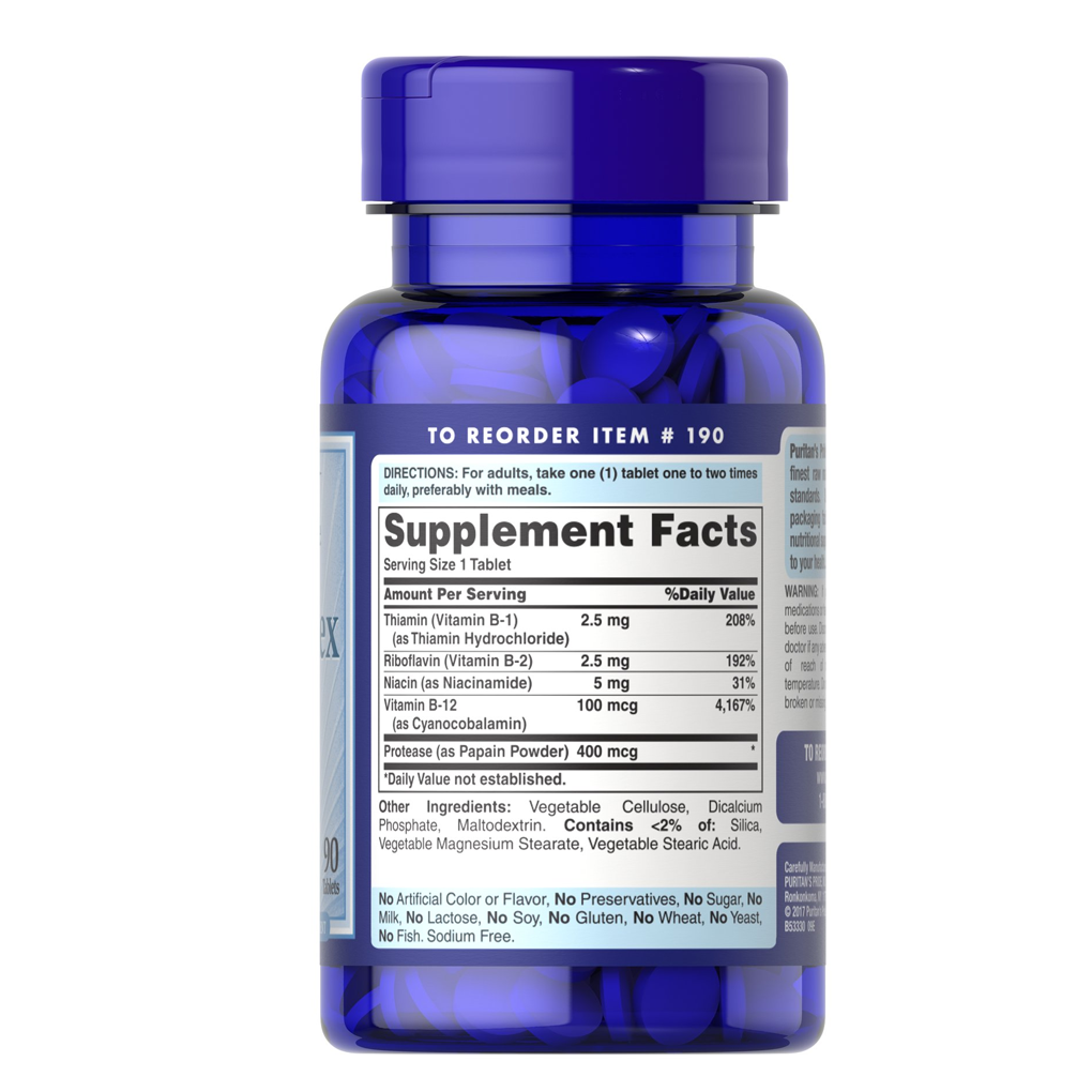 Puritan's Pride Vitamin B-Complex and Vitamin B-12 / 90 Tablets Puritan's Pride Vitamin B-Complex and Vitamin B-12 / 90 Tablets