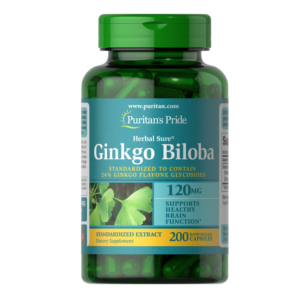 Puritan's Pride Ginkgo Biloba Standardized Extract 120 mg / 200 Capsules Puritan's Pride Ginkgo Biloba Standardized Extract 120 mg / 200 Capsules