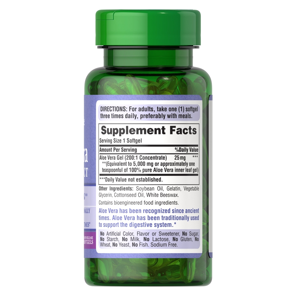 Puritan’s Pride Aloe Vera Extract 25 mg/ 100 Softgels Puritan’s Pride Aloe Vera Extract 25 mg/ 100 Softgels