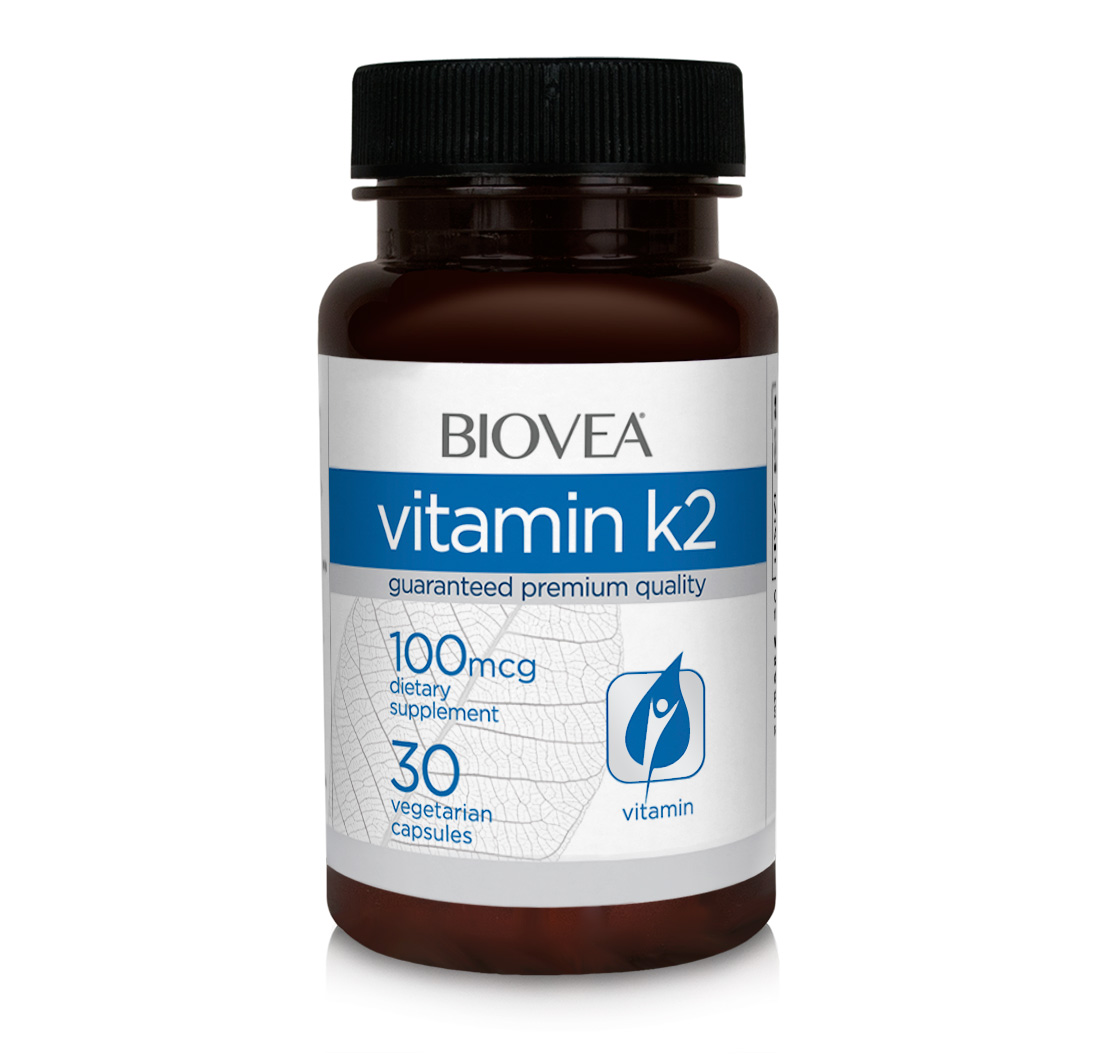 BIOVEA  VITAMIN K2 100 mcg  (with Alfalfa) / 30 Vegetarian Capsules