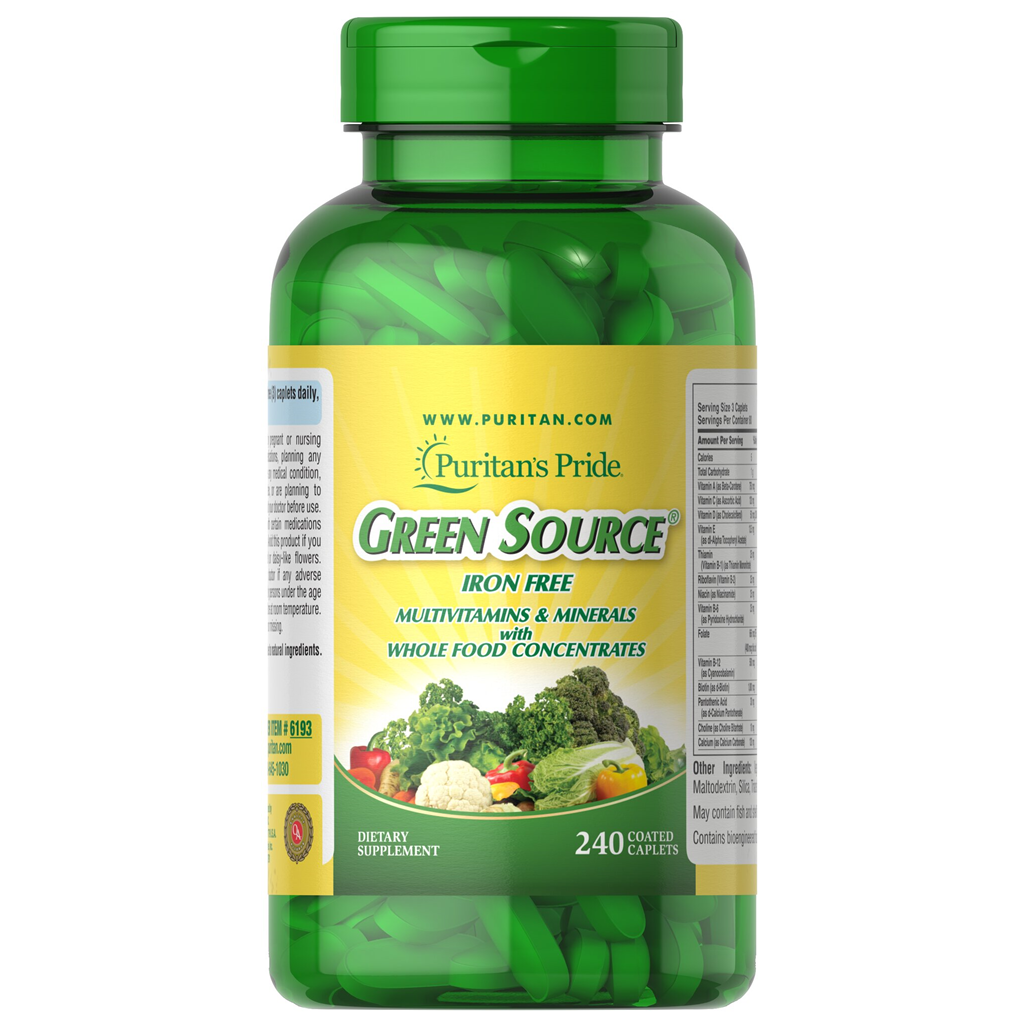 Puritan's Pride  Green Source® Iron Free Multivitamin & Minerals / 240 Caplets