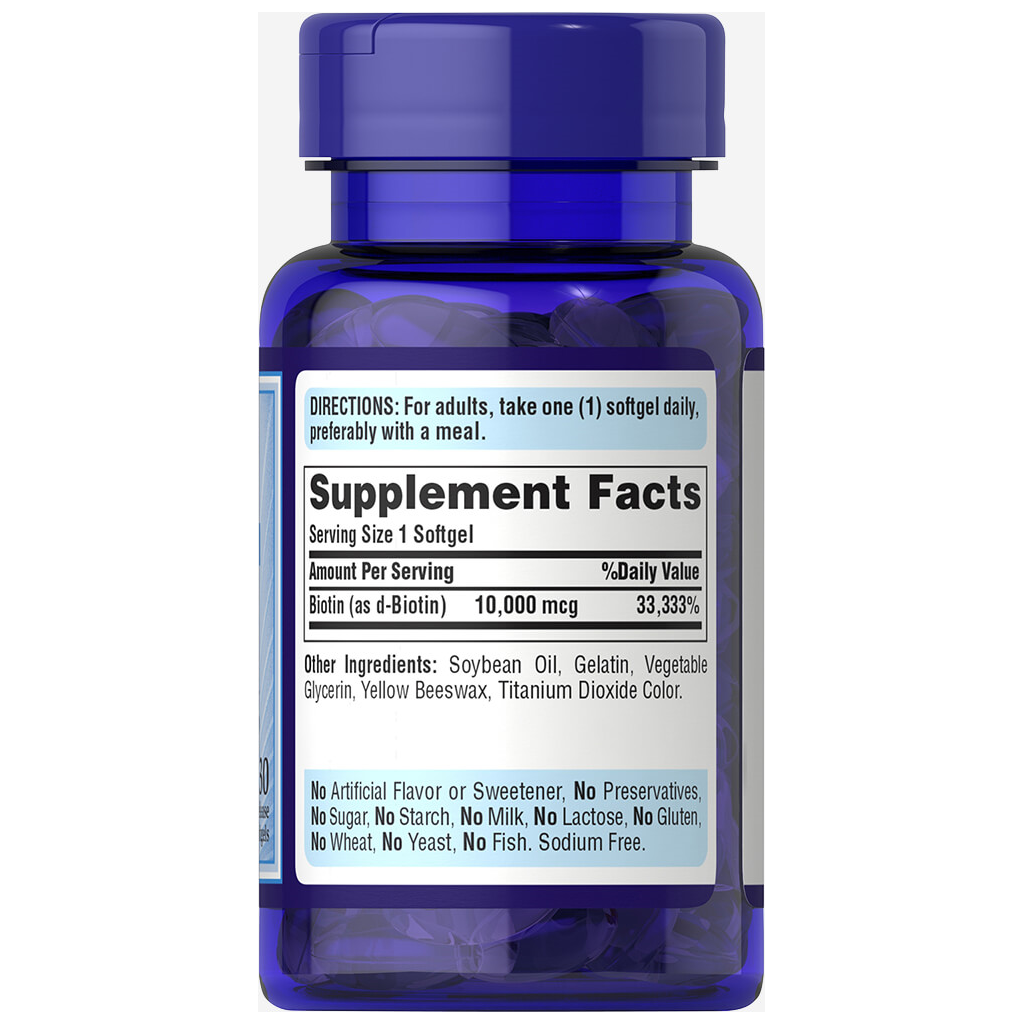 Puritan's Pride  Biotin 10,000 mcg / 30 Softgels (Trial Size)