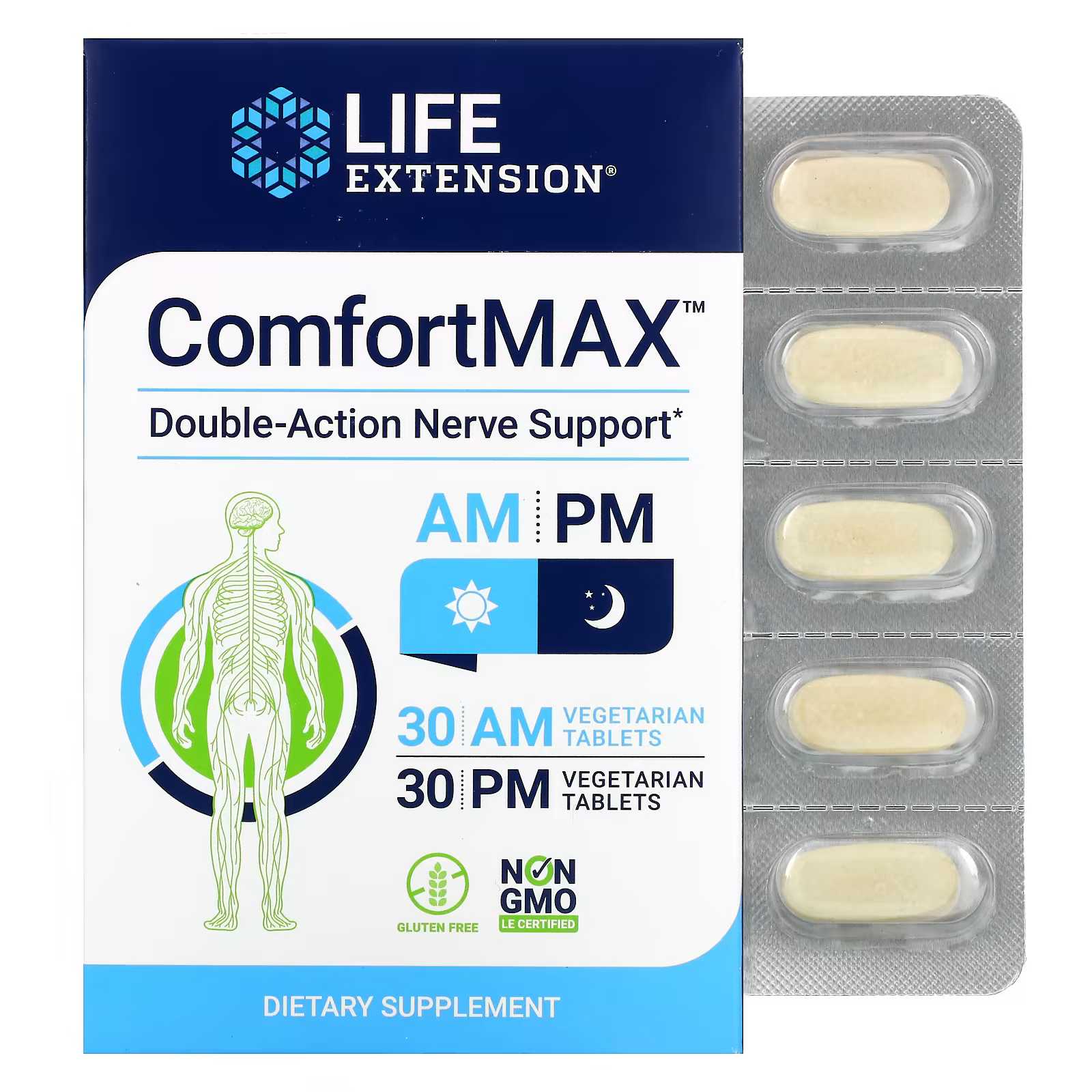 Life Extension ComfortMAX™ , 60 AM/PM Vegetarian Tablets Life Extension ComfortMAX™ , 60 AM/PM Vegetarian Tablets