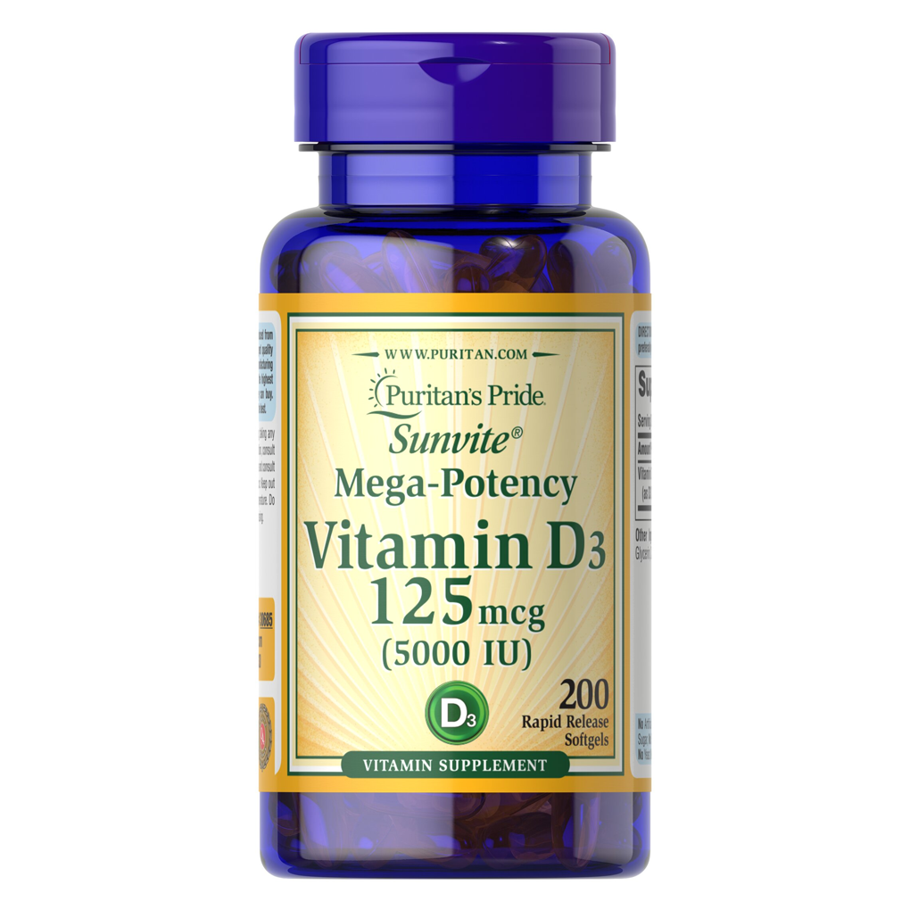 Puritan's Pride Vitamin D3 - 5000 IU / 200 Softgels