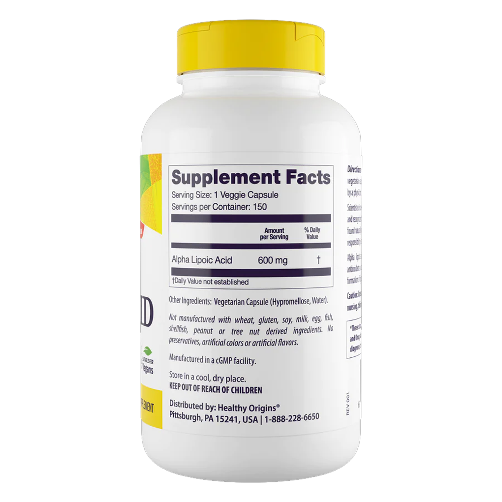 Healthy Origins® Alpha Lipoic Acid 600 mg / 150 Veggie Caps Healthy Origins® Alpha Lipoic Acid 600 mg / 150 Veggie Caps