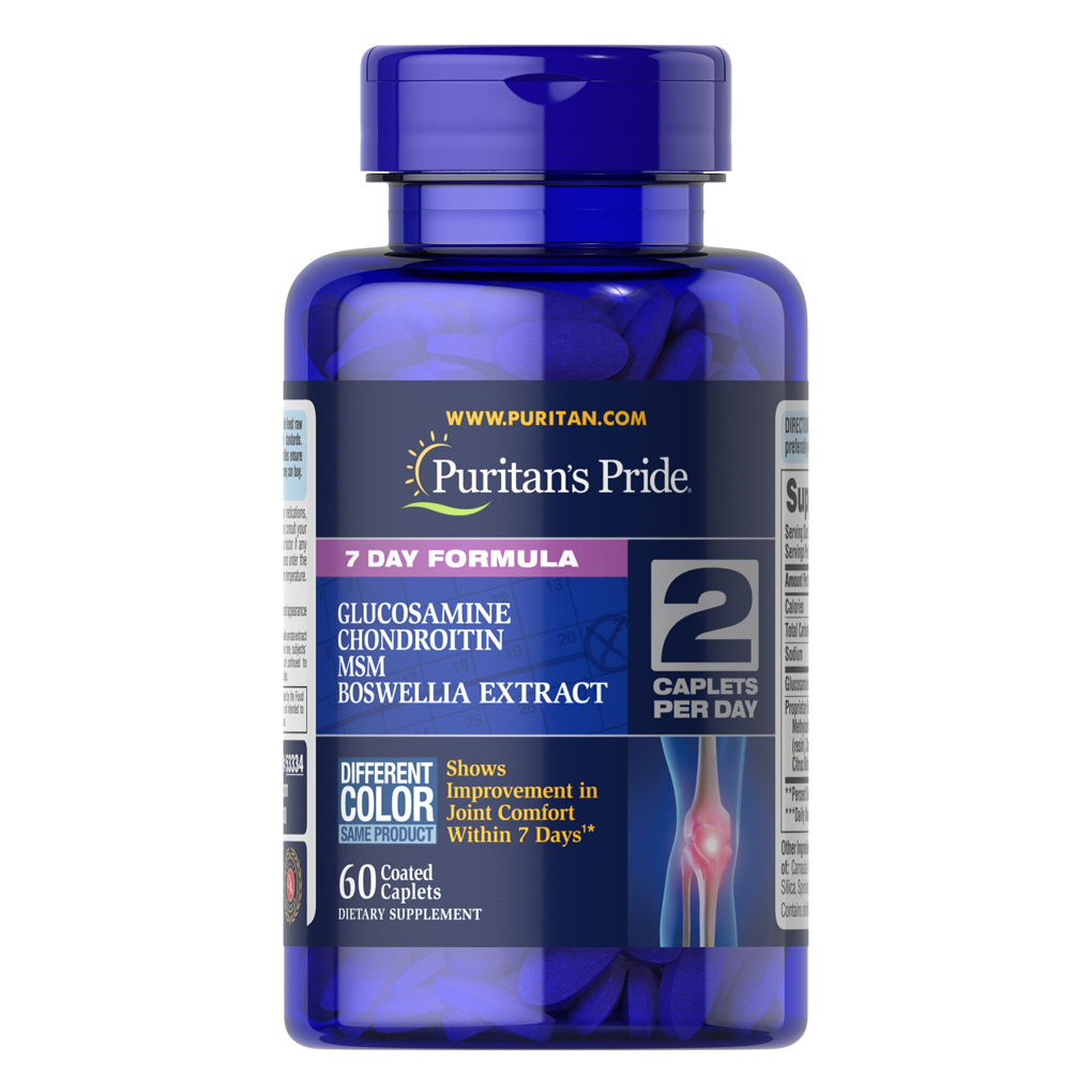 Puritan's Pride 7 Day Formula Joint Soother® Glucosamine, Chondroitin, MSM & Boswellia / 60 Caplets