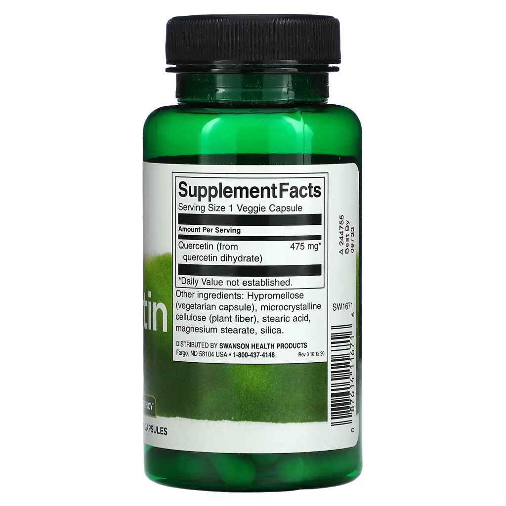 Swanson Premium- Quercetin - High Potency 475 mg / 60 Veg Caps