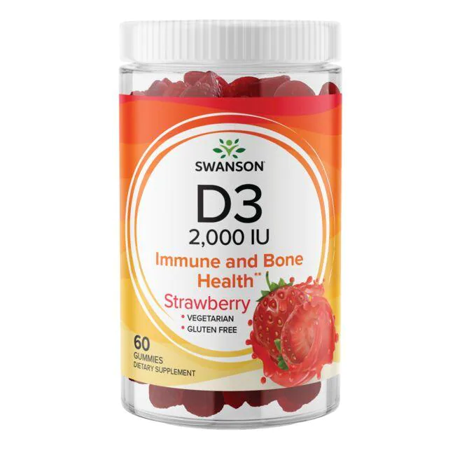 Swanson Premium- Vitamin D3 Gummies - Strawberry 2,000 IU (50 mcg) / 60 Gummies