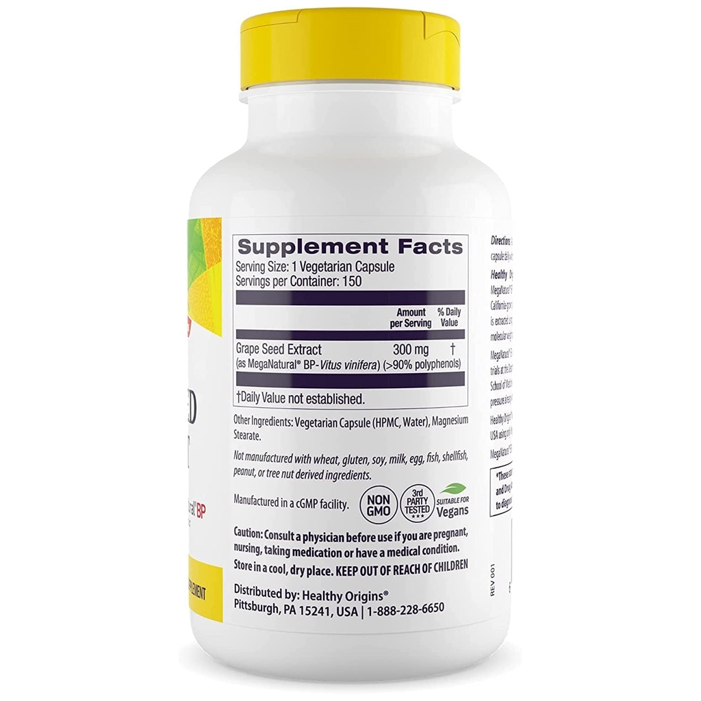 Healthy Origins Natural Grape Seed Extract 300 mg. / 150 Veg Caps Healthy Origins Natural Grape Seed Extract 300 mg. / 150 Veg Caps