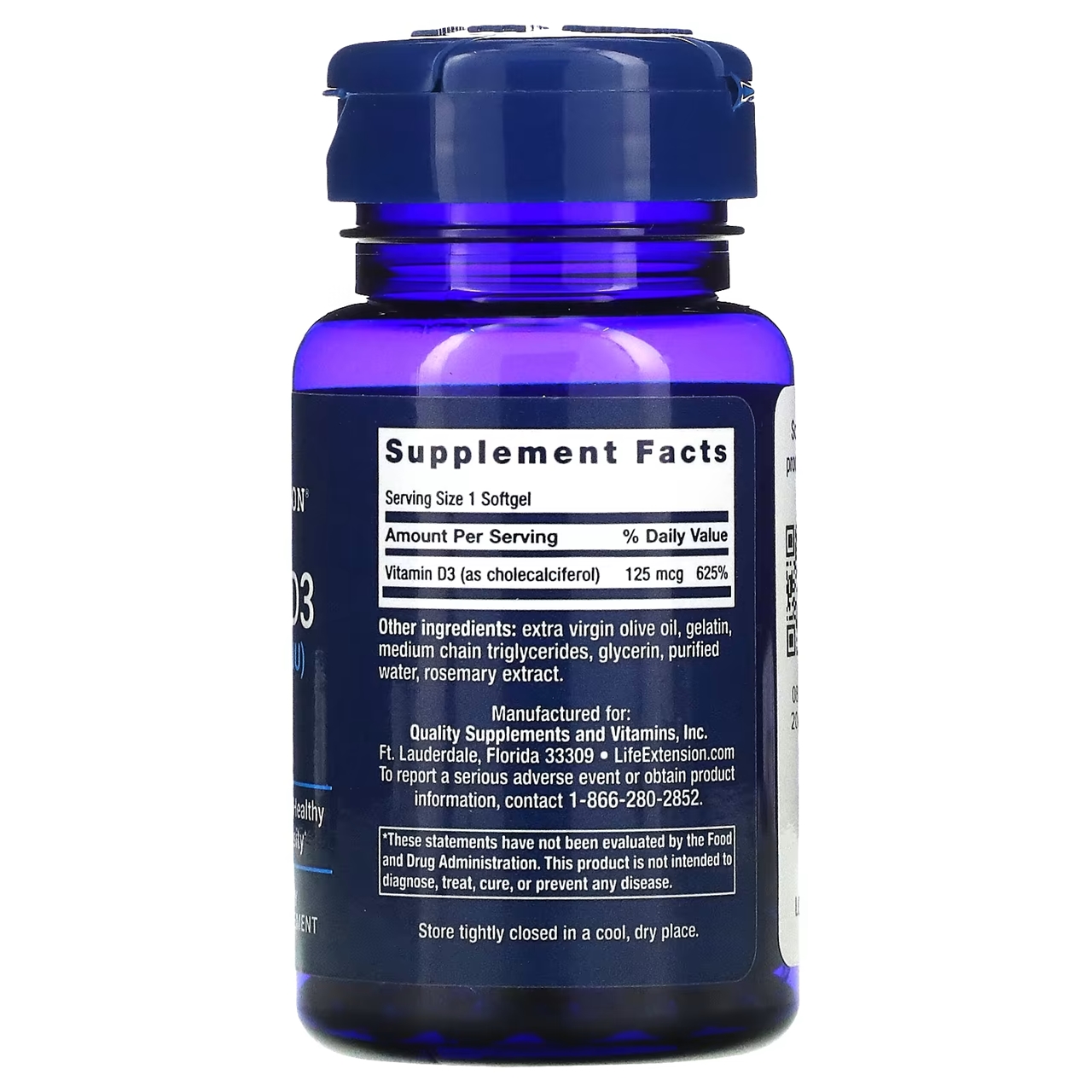 Life Extension  Vitamin D3 - 125 mcg (5000 IU) / 60 Softgels