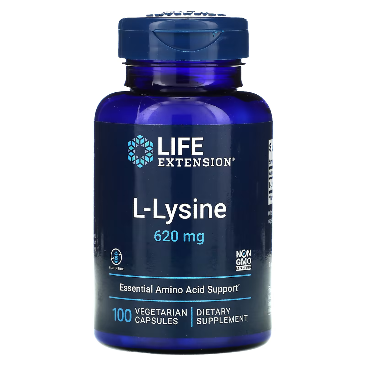 Life Extension L-Lysine 620 mg / 100 Vegetarian Capsules