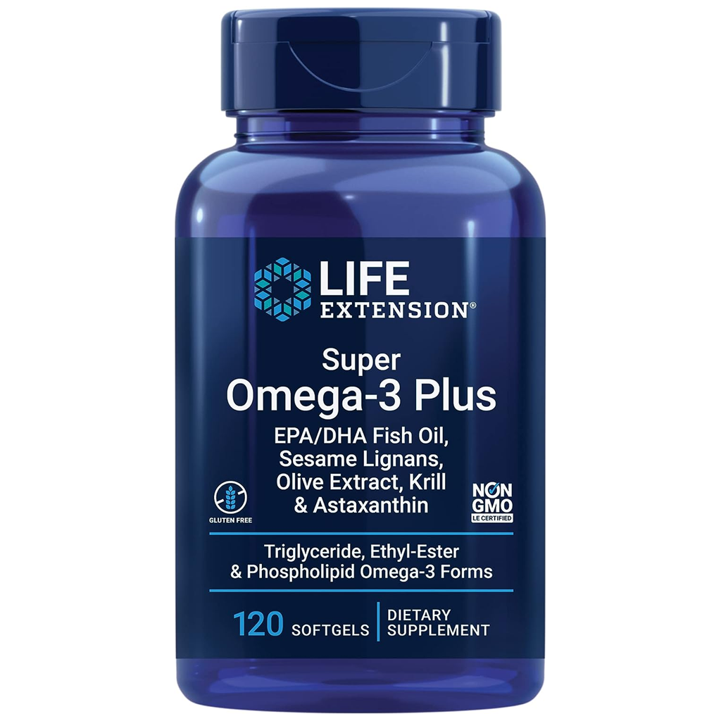 Life Extension Super Omega-3 Plus EPA/DHA Fish Oil, Sesame Lignans, Olive Extract, Krill & Astaxanthin / 120 Softgels Life Extension Super Omega-3 Plus EPA/DHA Fish Oil, Sesame Lignans, Olive Extract, Krill & Astaxanthin / 120 Softgels
