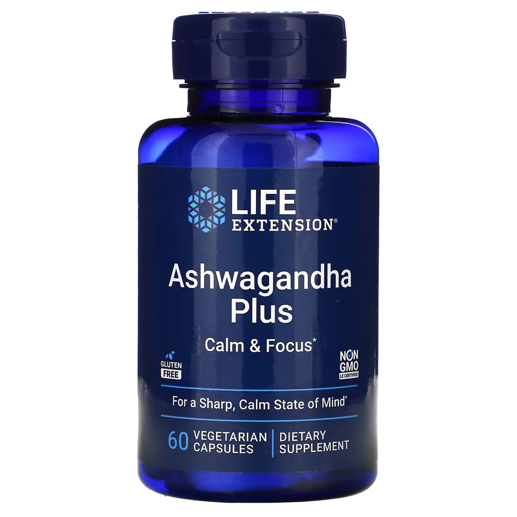 Life Extension  Ashwagandha Plus Calm & Focus  / 60 Vegetarian Capsules