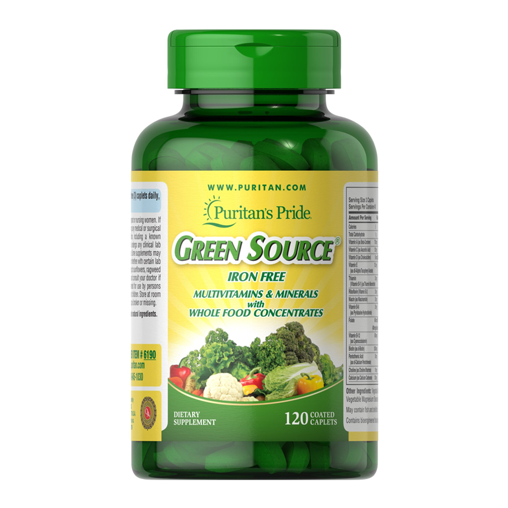 Puritan's Pride Green Source® Iron Free Multivitamin & Minerals / 120 Caplets