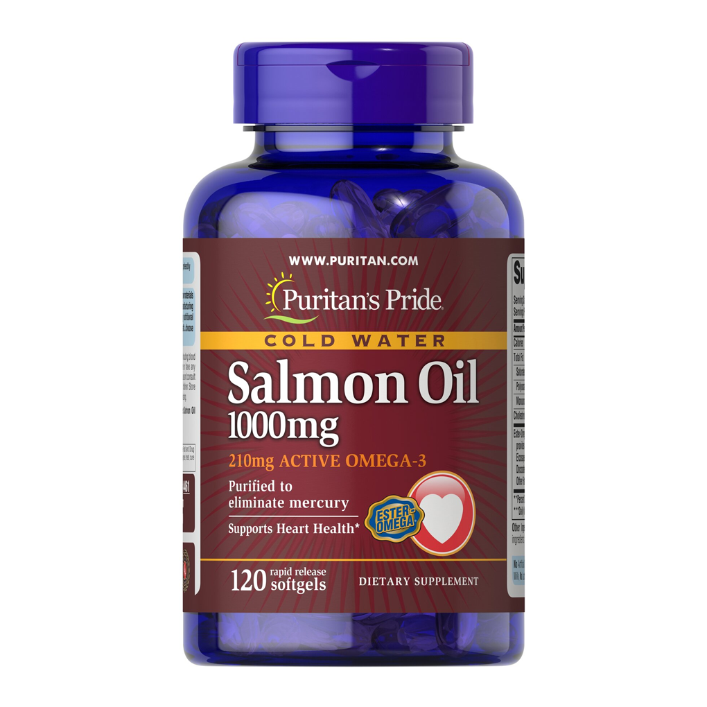 Puritan's Pride Omega-3 Salmon Oil 1000 mg (210 mg Active Omega-3) / 120 Softgels Puritan's Pride Omega-3 Salmon Oil 1000 mg (210 mg Active Omega-3) / 120 Softgels