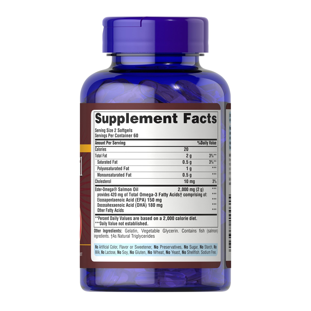 Puritan's Pride Omega-3 Salmon Oil 1000 mg (210 mg Active Omega-3) / 120 Softgels Puritan's Pride Omega-3 Salmon Oil 1000 mg (210 mg Active Omega-3) / 120 Softgels