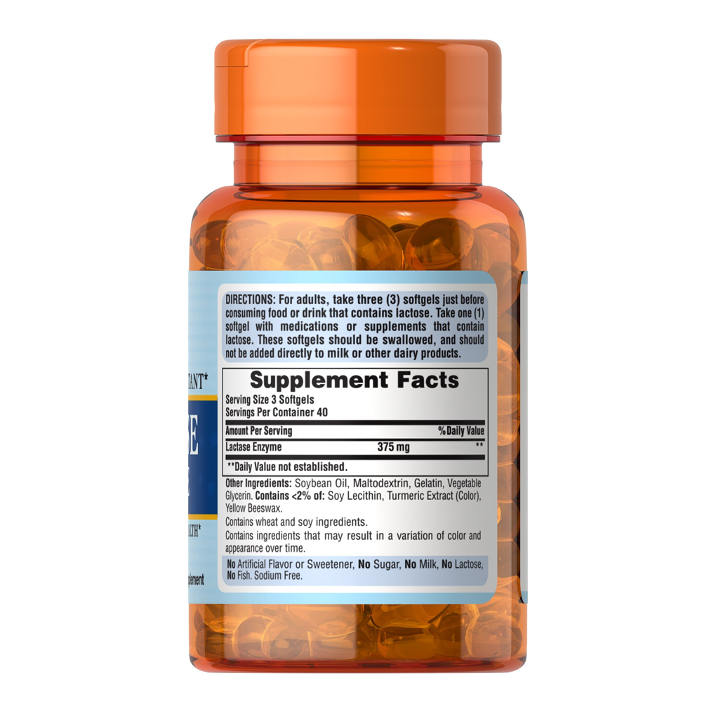 Puritan's Pride Lactase Enzyme 125 mg / 120 Softgels