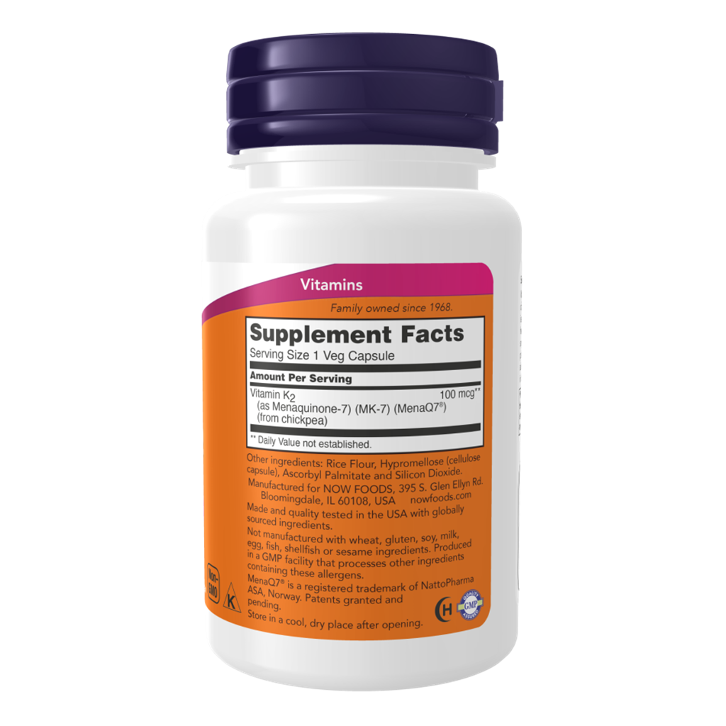 NOW Foods, MK-7 Vitamin K-2, 100 mcg / 60 Veg Capsules