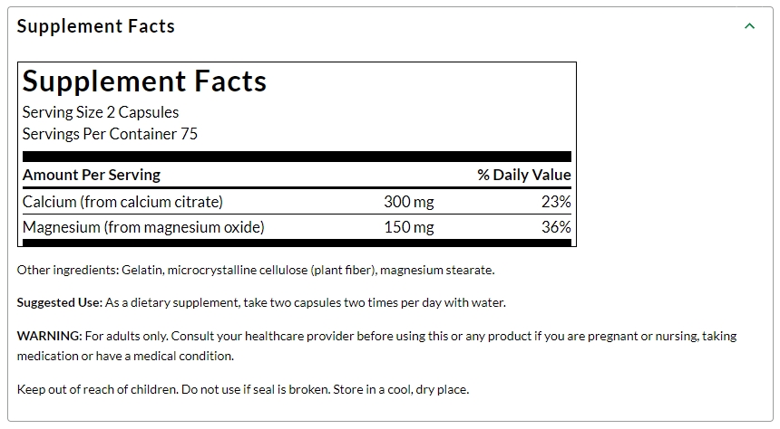 Swanson Premium Calcium Citrate Plus Magnesium / 150 Capsules