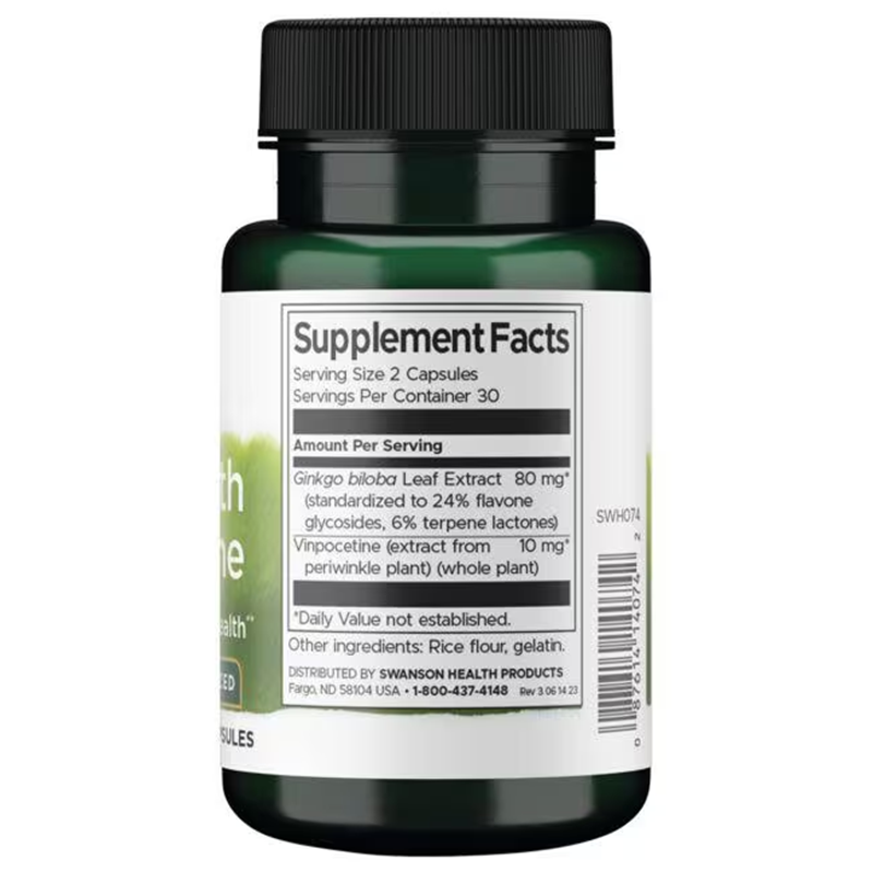 Swanson Superior Herbs  Ginkgo with Vinpocetine - Standardized / 60 Capsules