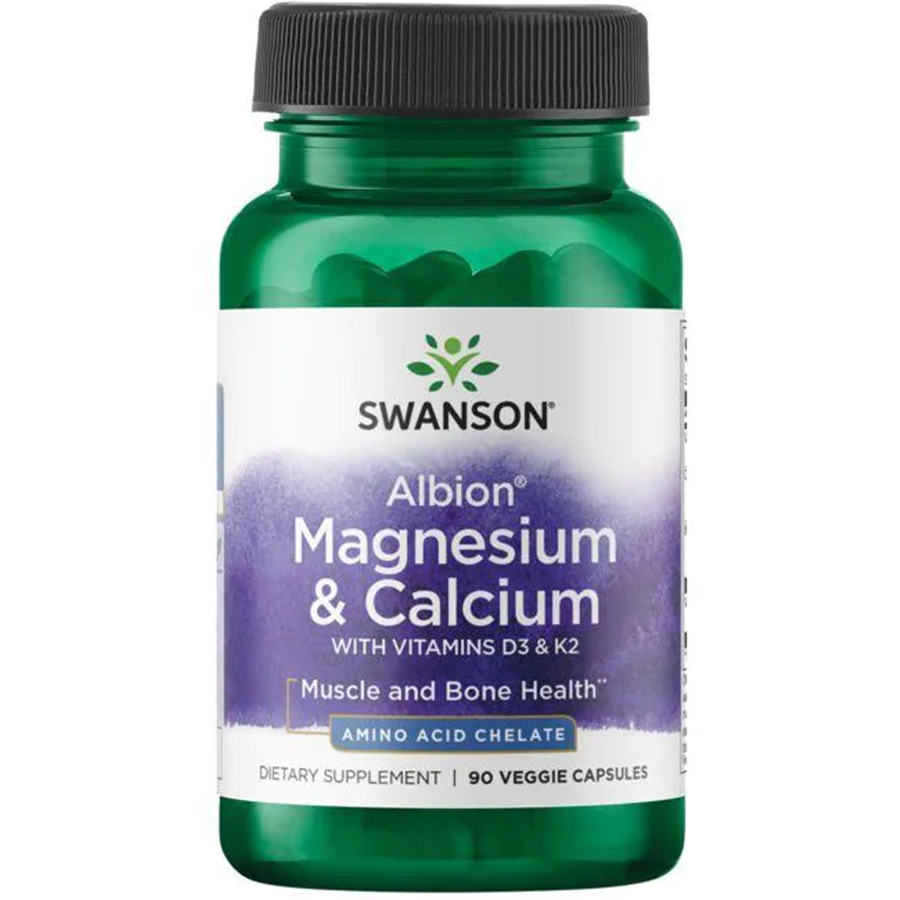 Swanson Ultra  Albion Magnesium & Calcium with Vitamins D3 & K2 / 90 Veg Caps