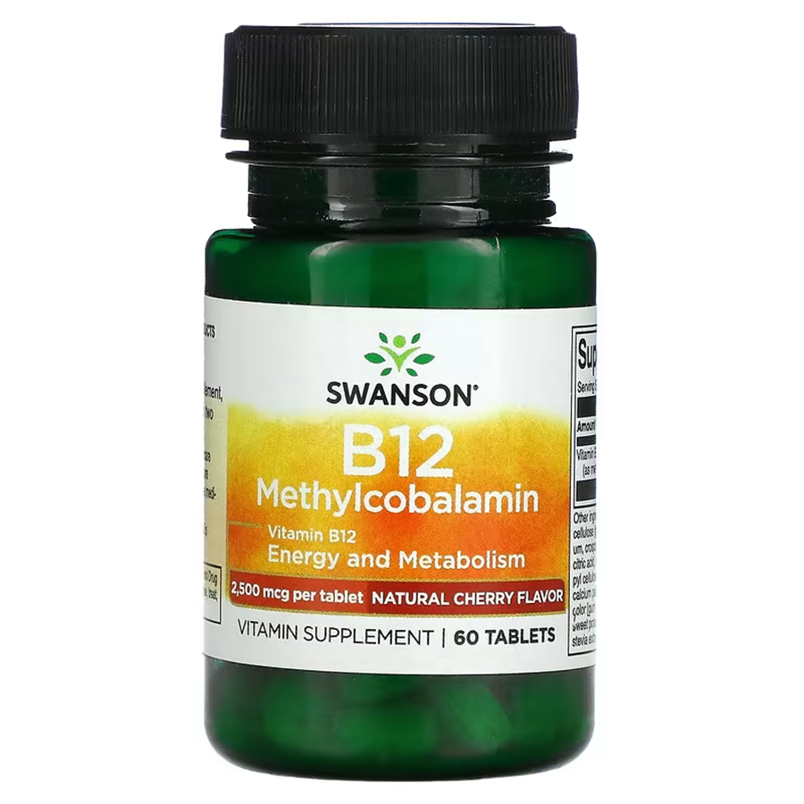 Swanson Ultra  Vitamin B12 Methylcobalamin - Natural Black Cherry Flavored 2,500 mcg / 60 Tablets