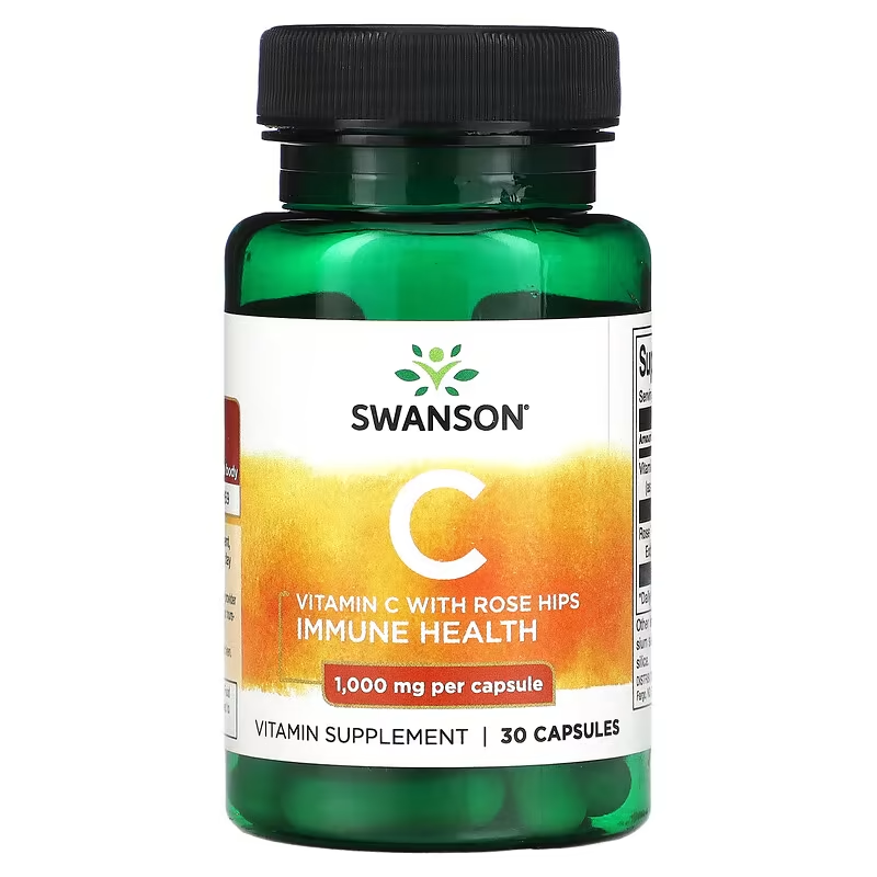 Swanson Premium  Vitamin C with Rose Hips 1,000 mg / 30 Capsules