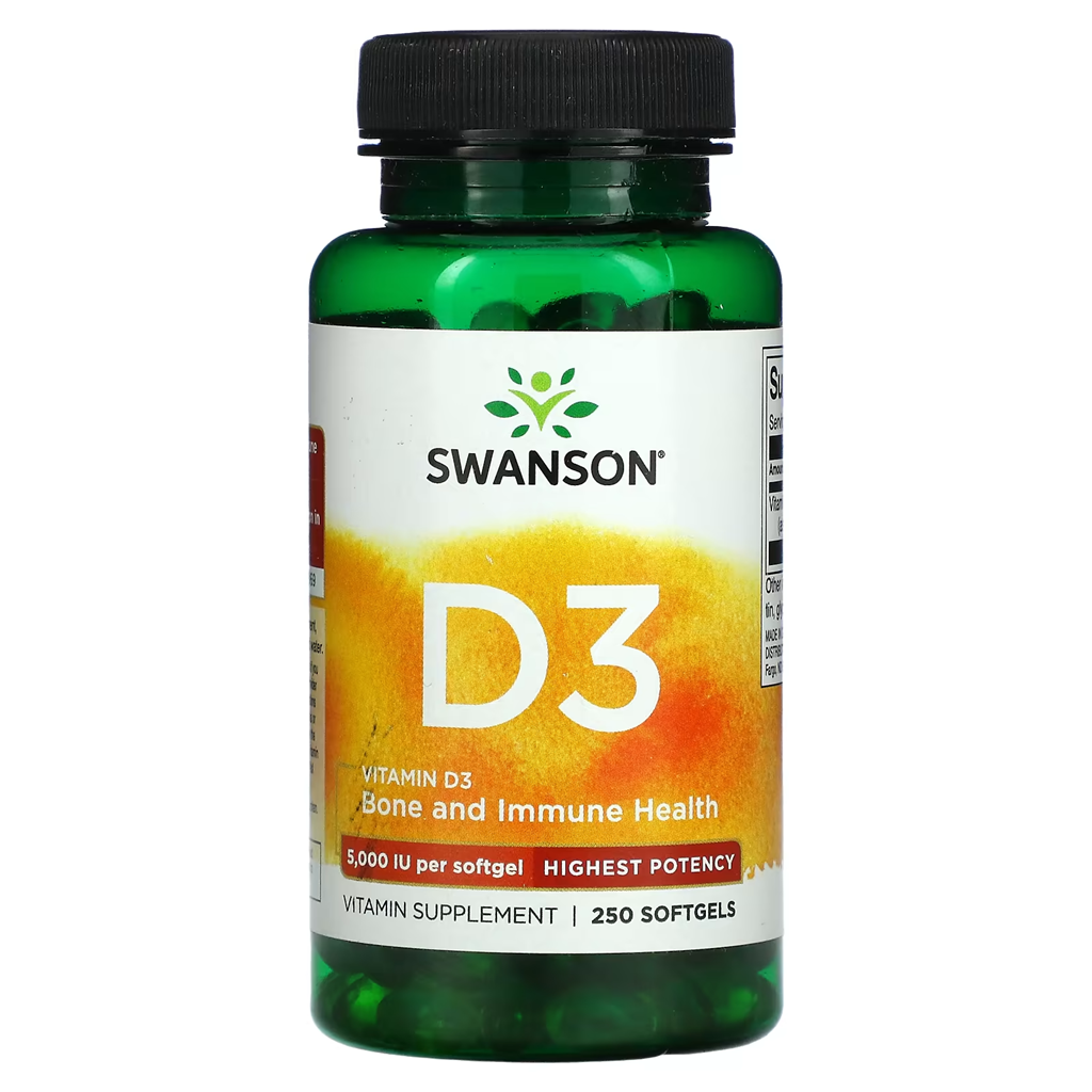 Swanson Premium  Vitamin D3 - Highest Potency 5,000 IU (125 mcg) / 250 Softgels