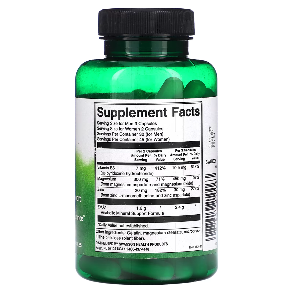 Swanson Ultra  ZMA Anabolic Mineral Support  800 mg / 90 Capsules