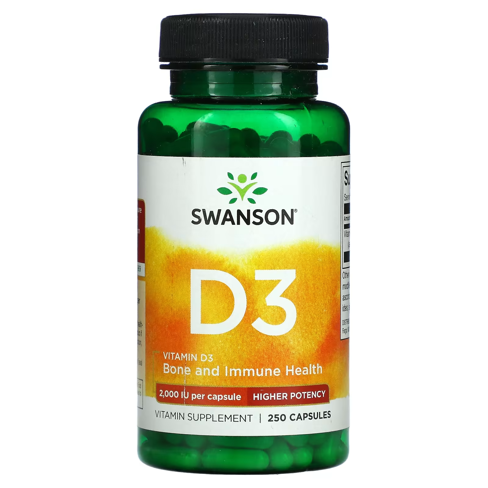 Swanson, Vitamin D3, High Potency, 50 mcg (2,000 IU) / 250 Capsules