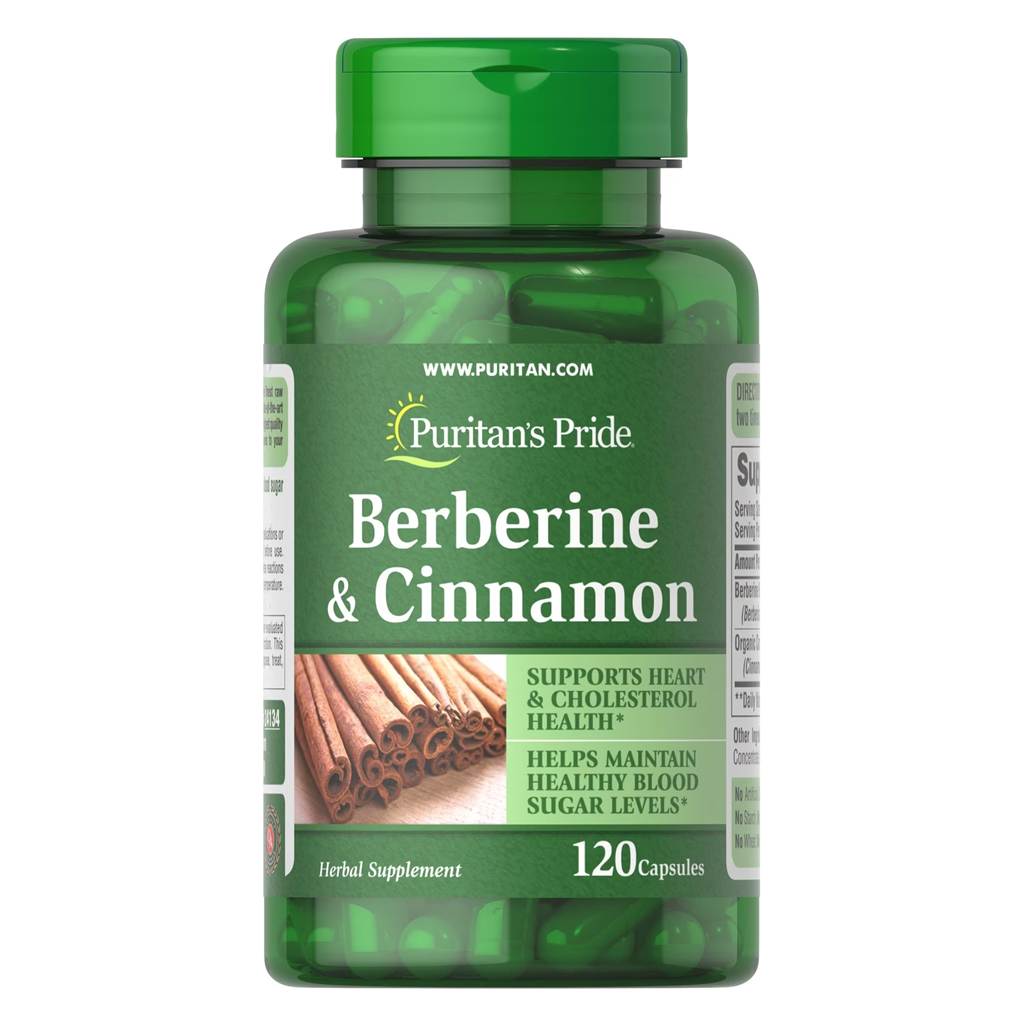 Puritan's Pride Berberine and Cinnamon / 120 Capsules Puritan's Pride Berberine and Cinnamon / 120 Capsules