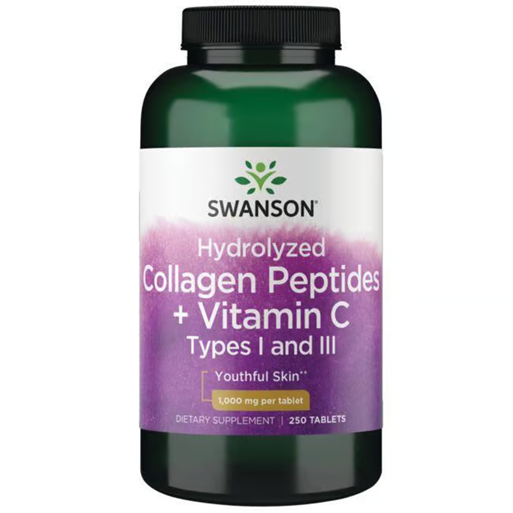 Swanson Premium Hydrolyzed Collagen Peptides + Vitamin C Types I and III - 1,000 mg / 250 Tabs Swanson Premium Hydrolyzed Collagen Peptides + Vitamin C Types I and III - 1,000 mg / 250 Tabs